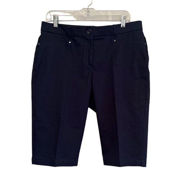 Coral Bay Pants - Coral Bay Navy Blue Stretchy Bermuda Shorts, Size 12
